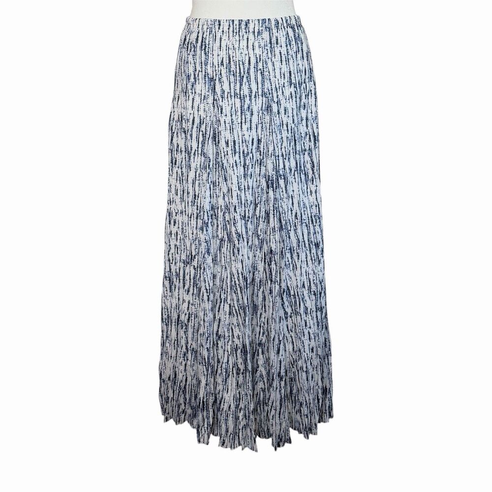 Zac and Rachel Maxi Skirt Size L white & blue Crinkle Nautical Career